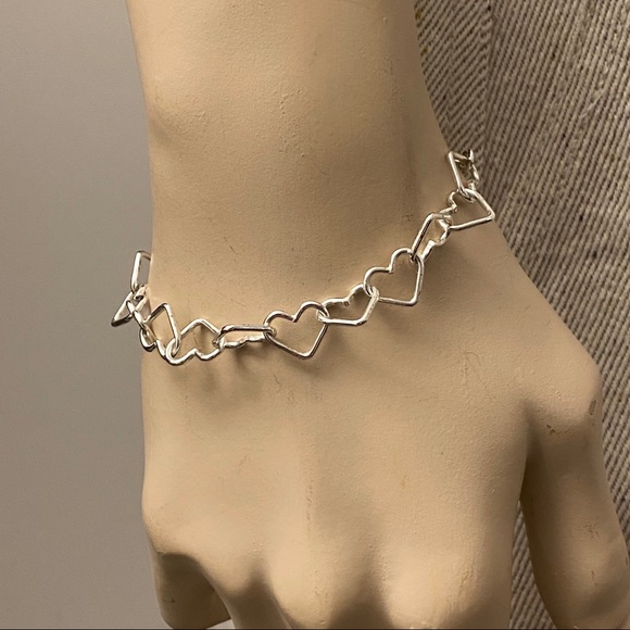 Sterling Silver Hearts Infinity Bracelet ITALY NEW! 925 Gift - Picture 2 of 4